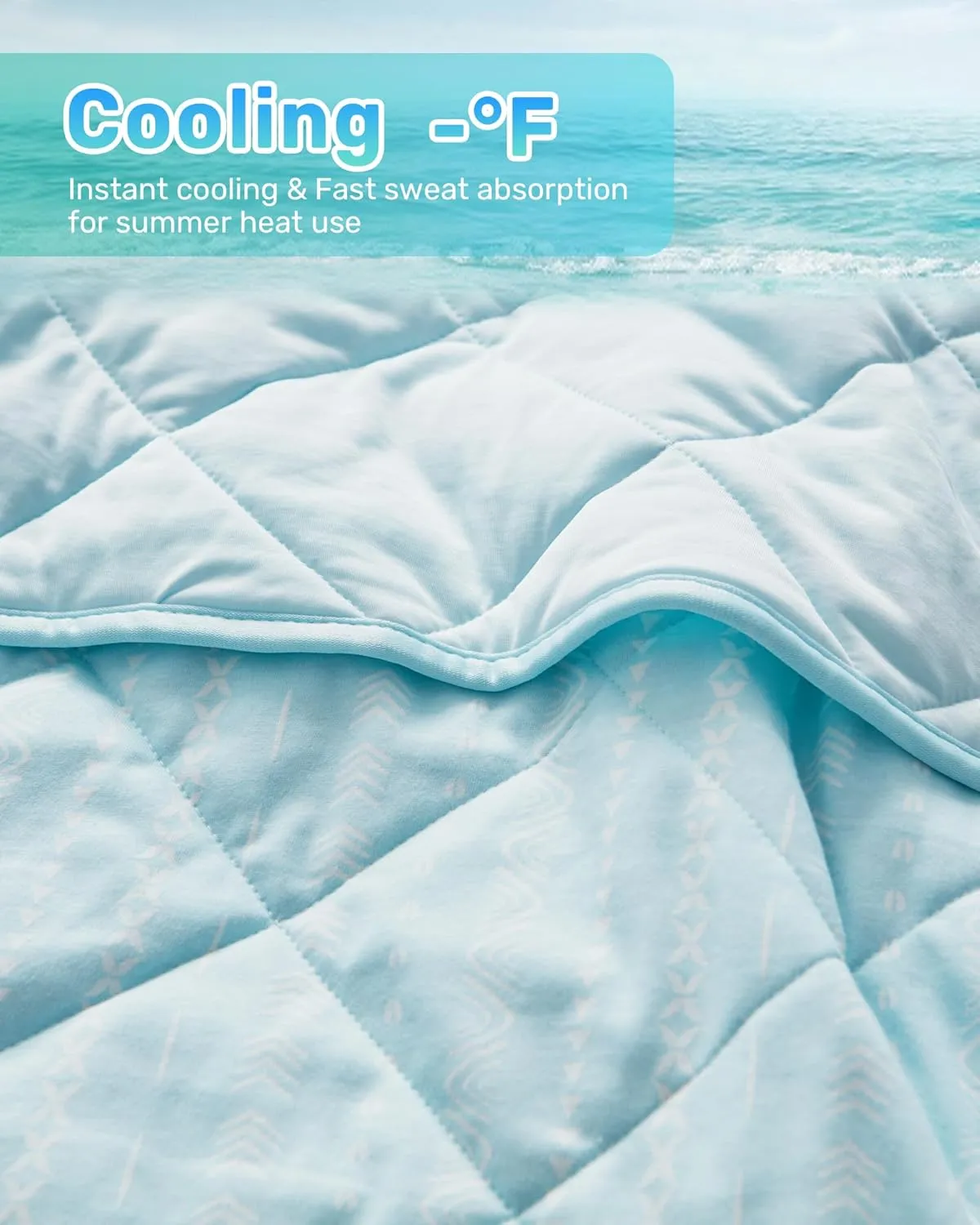puredown® Ice Cooling Throw Blanket - High Q-Max 0.48 Cool to The Touch, Soft Summer Printed Blanket for Hot Sleepers, All Season Lightweight Couch Throws, Light Blue, 50" x 70"
