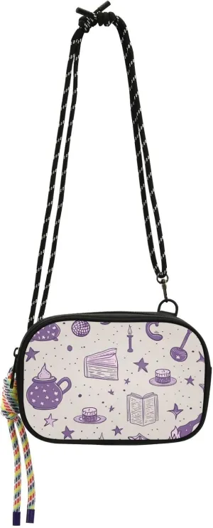 Purple Halloween Mystery Magic Small Purse Crossbody Men Trendy with Credit Card Slots Black Handbag Walk dog bolso manos libres para mujer
