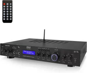 Pyle 5 Channel Rack Mount Bluetooth Amplifier Receiver - Home Theater Amp, Speaker Amplifier, Bluetooth Wireless Streaming, MP3/USB/SD/AUX/FM Radio, 200Watt, w/Digital ID3 LCD Display from - PDA7BU.5