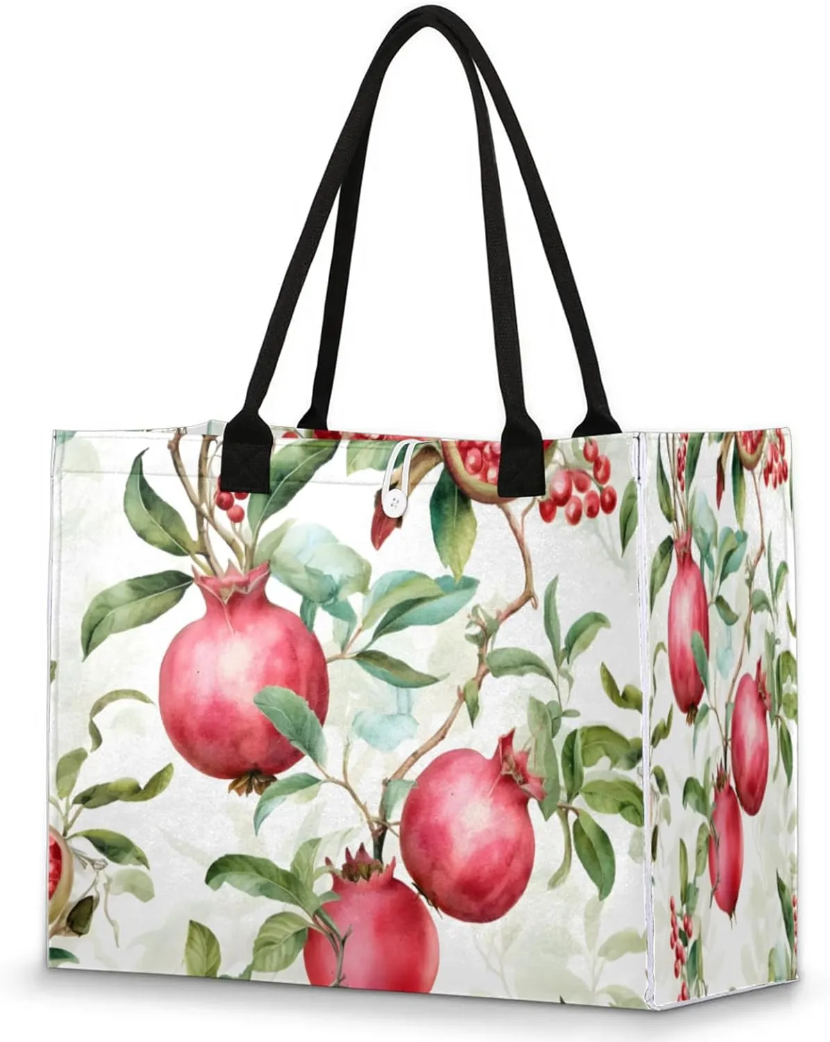 QsirBC Pomegranates Large Beach Tote Bag for Women Adequate Capacity Kitchen Reusable Grocery Bag with Inner Zipper Pocket Travel Tote Handbag for Beach Pool Shopping Daily Use