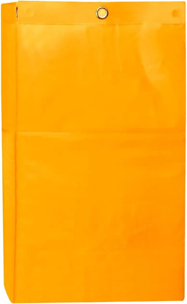 QWORK Janitorial Cart Bag, 24 Gallon Waterproof Large Capacity Padded Housekeeping Commercial Replacement Cleaning Cart Bag for Collecting Trash or Clothing (Yellow), 2 Pack
