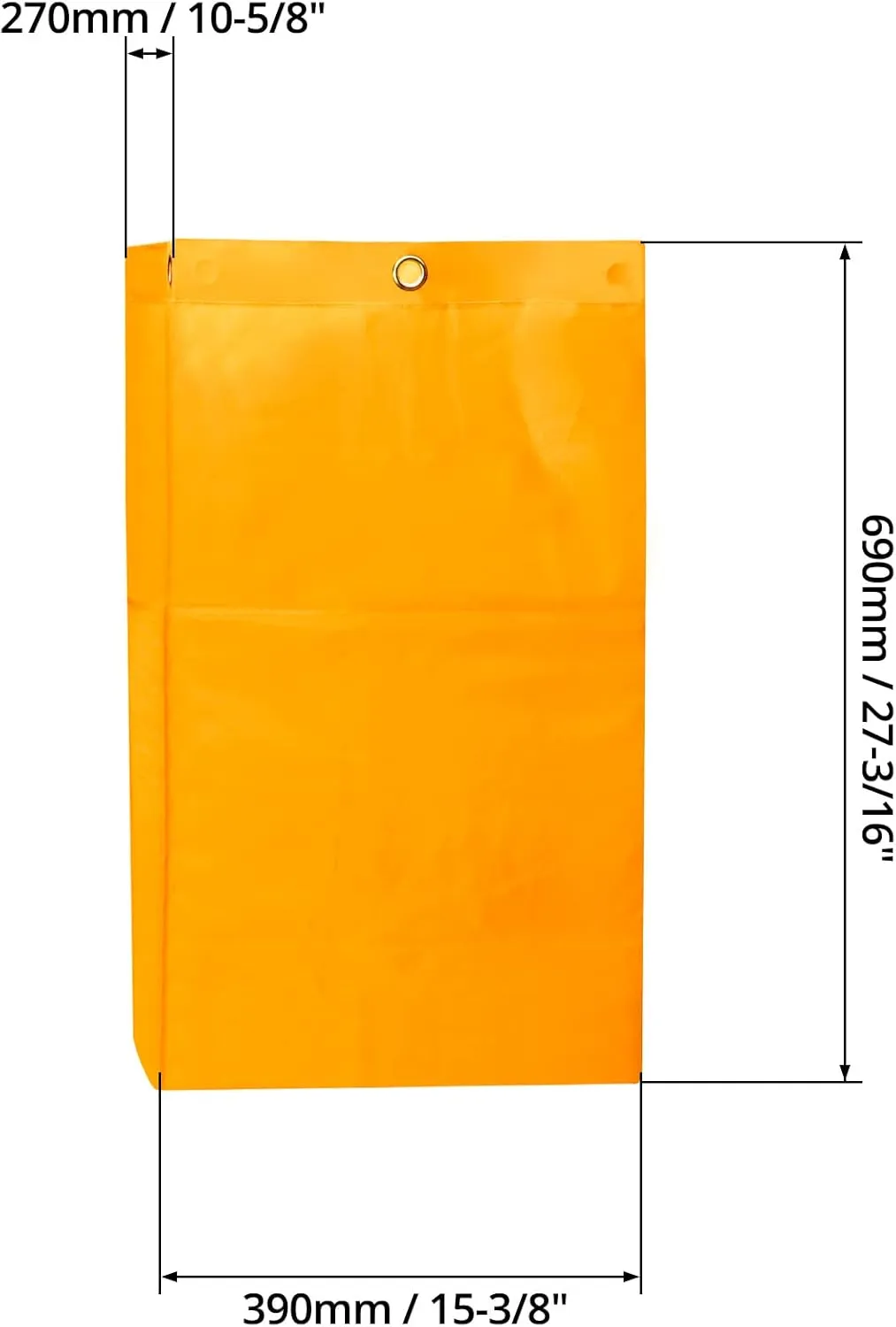 QWORK Janitorial Cart Bag, 24 Gallon Waterproof Large Capacity Padded Housekeeping Commercial Replacement Cleaning Cart Bag for Collecting Trash or Clothing (Yellow), 2 Pack