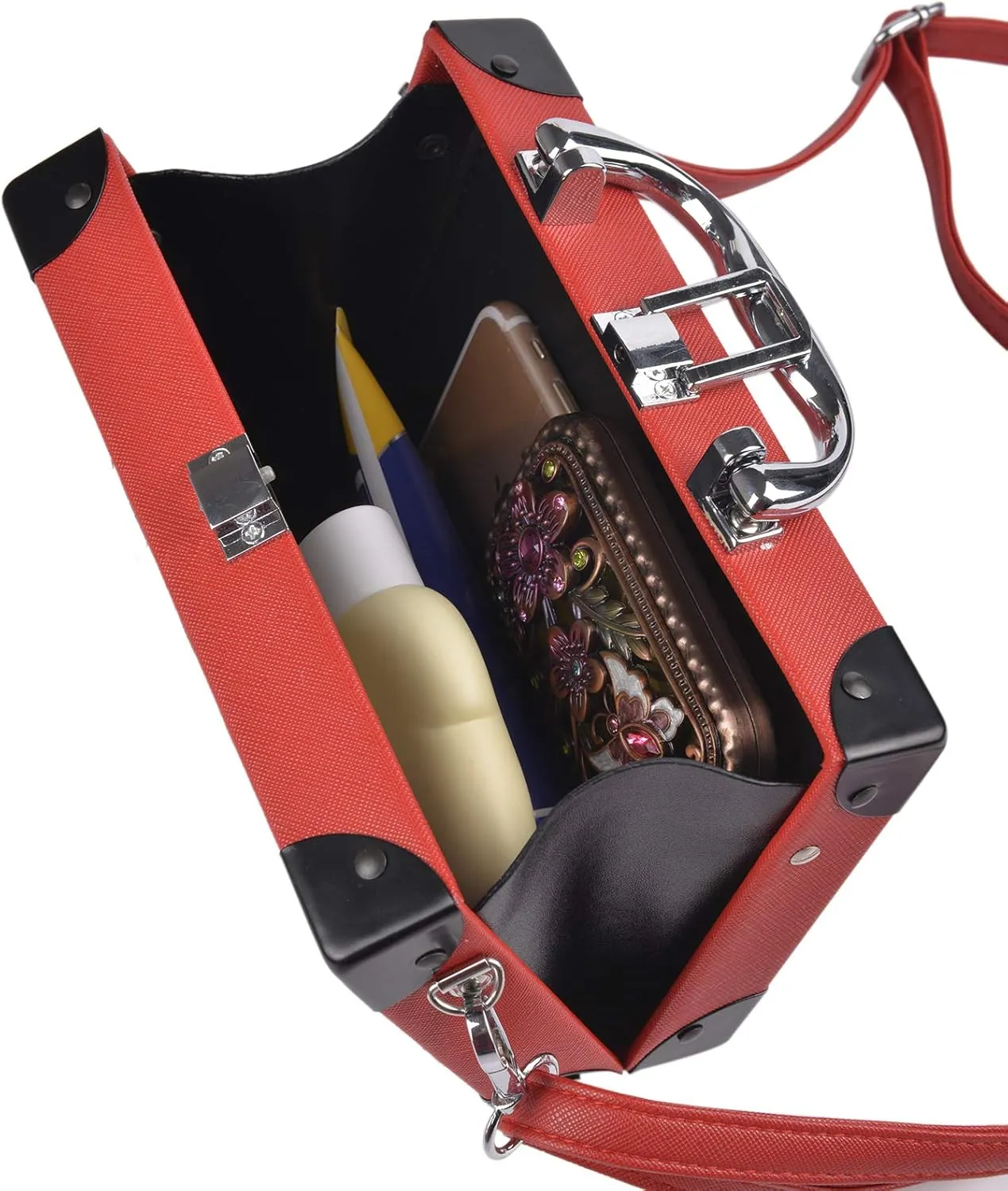 QZUnique Tape Shaped Shoulder Bag Radio Recorder PU Crossbody Bag Women's Retro Evening Bag Handbag Clutch Purse