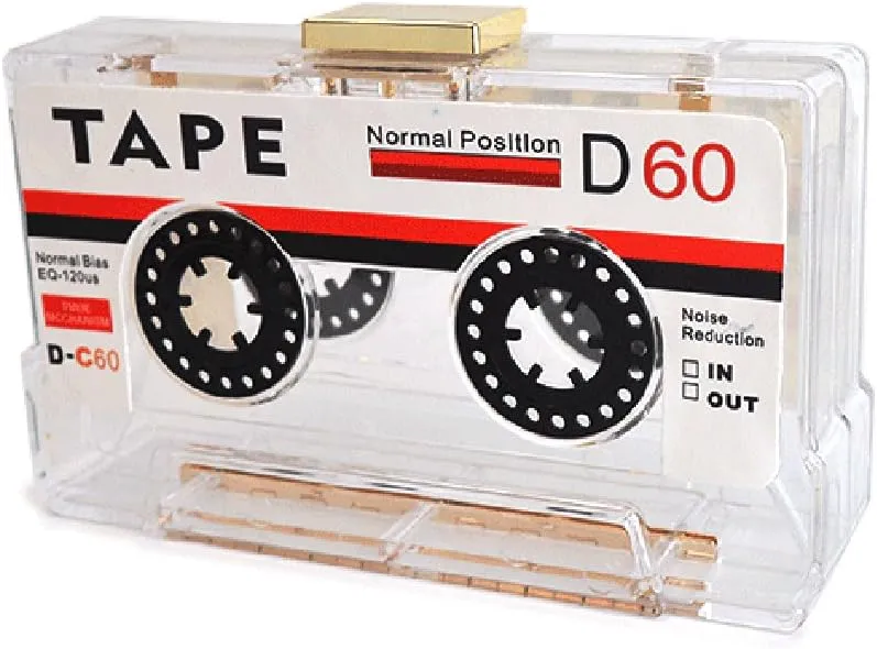 QZUnique Tape Shaped Shoulder Bag Radio Recorder PU Crossbody Bag Women's Retro Evening Bag Handbag Clutch Purse