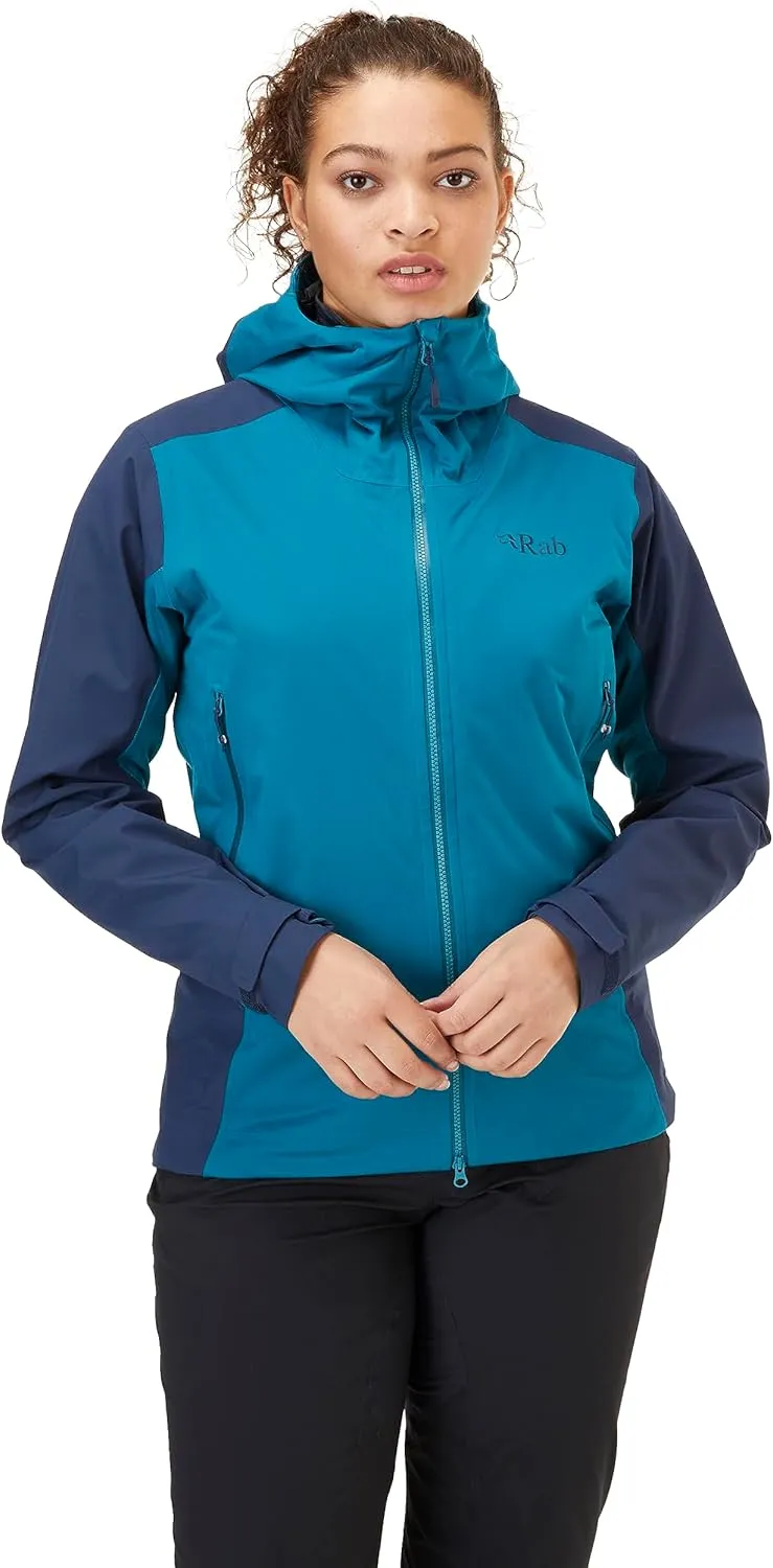 Rab Women’s Kinetic Alpine 2.0 Waterproof Breathable Jacket for Climbing & Mountaineering.