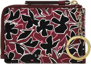 RADLEY Bloom Small Card Holder Wallet in Smooth Merlot Leather, Merlot, Small, Card purse