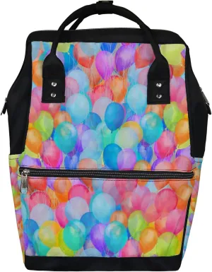 Rainbow Air Balloon Diaper Bag Backpack Waterproof Backpack Baby Nappy Changing Bag for Travel Large Capacity Durable and Stylish for Woman