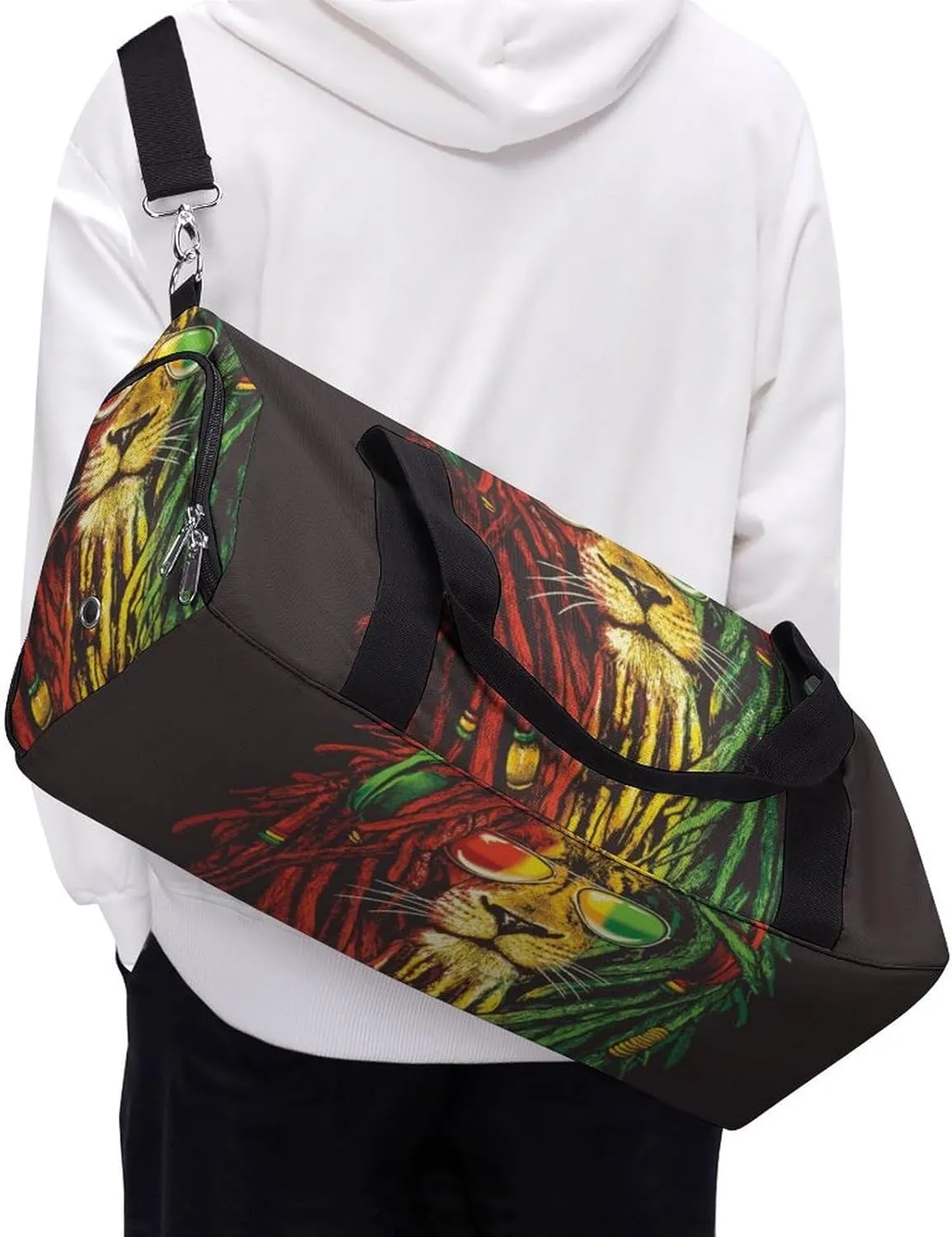 Rasta Lion with Sunglasses Fitness Bag with Large Capacity Backpack And Waterproof Bag