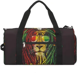 Rasta Lion with Sunglasses Fitness Bag with Large Capacity Backpack And Waterproof Bag