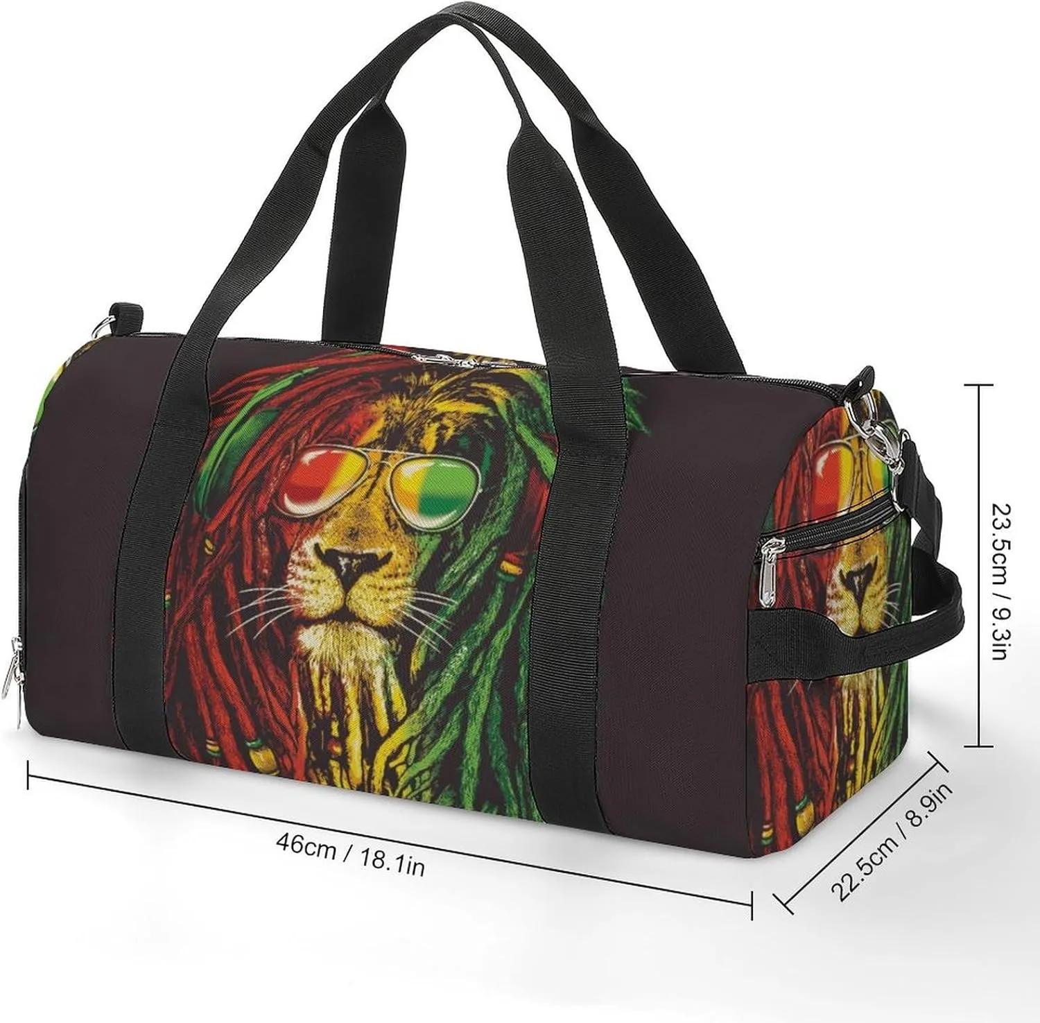Rasta Lion with Sunglasses Fitness Bag with Large Capacity Backpack And Waterproof Bag
