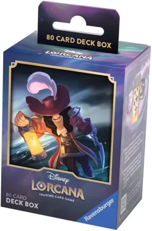 Ravensburger Disney Lorcana TCG Deck Box featuring Captain Hook – Forceful Duelist by Marcel Berg | Securely Stores 80 Sleeved Cards | Durable & Portable Organizer for TCG Players | Ages 8 