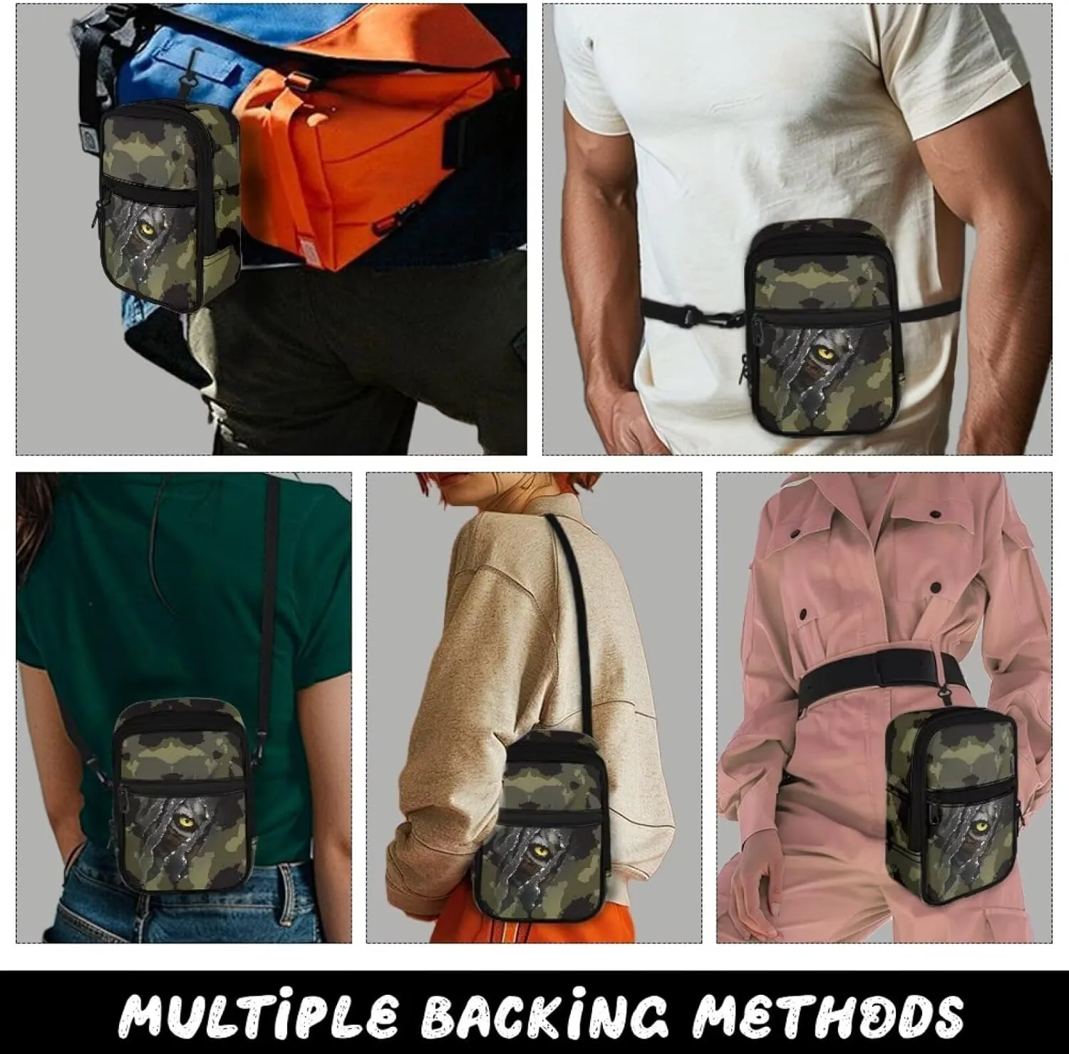 Rchsmod Mini Crossbody Sling Bag for Women Men Small Purse Waist Fanny Pack Shoulder Belt Bag Backpack Daypack