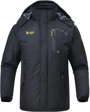 Rdruko Men's Ski Snow Jacket Waterproof Insulated Fleece Outdoor Mountain Hooded Winter Coat