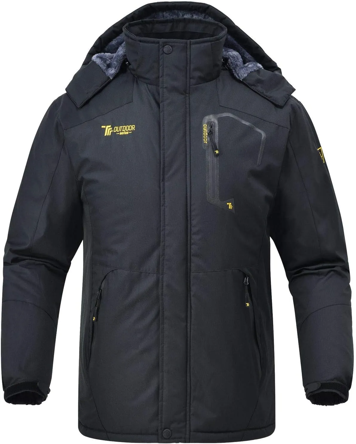 Rdruko Men's Ski Snow Jacket Waterproof Insulated Fleece Outdoor Mountain Hooded Winter Coat