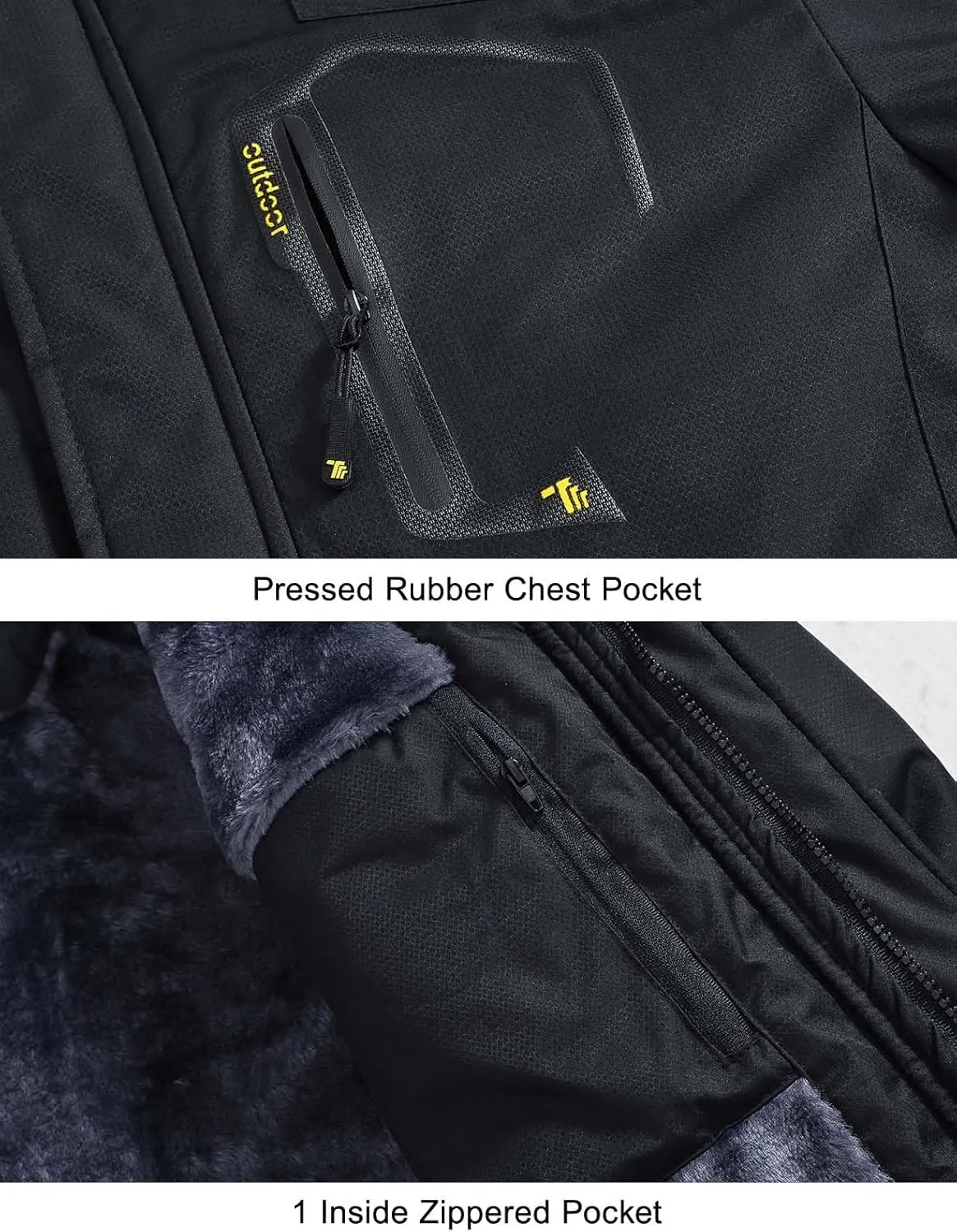 Rdruko Men's Ski Snow Jacket Waterproof Insulated Fleece Outdoor Mountain Hooded Winter Coat