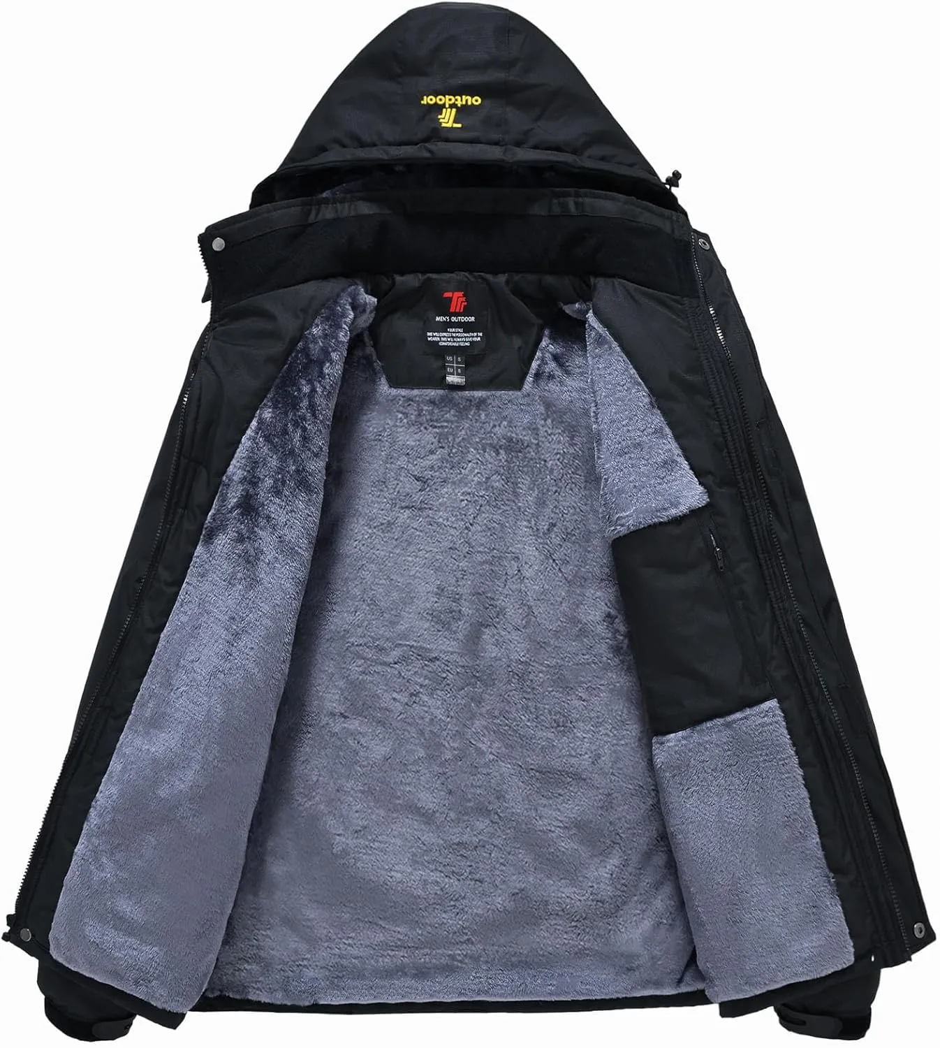 Rdruko Men's Ski Snow Jacket Waterproof Insulated Fleece Outdoor Mountain Hooded Winter Coat