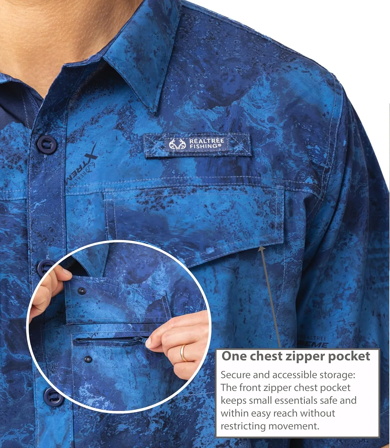 Realtree Men's Short Sleeve Performance Tech Vented UPF 50  Sun Protection Fishing Shirts