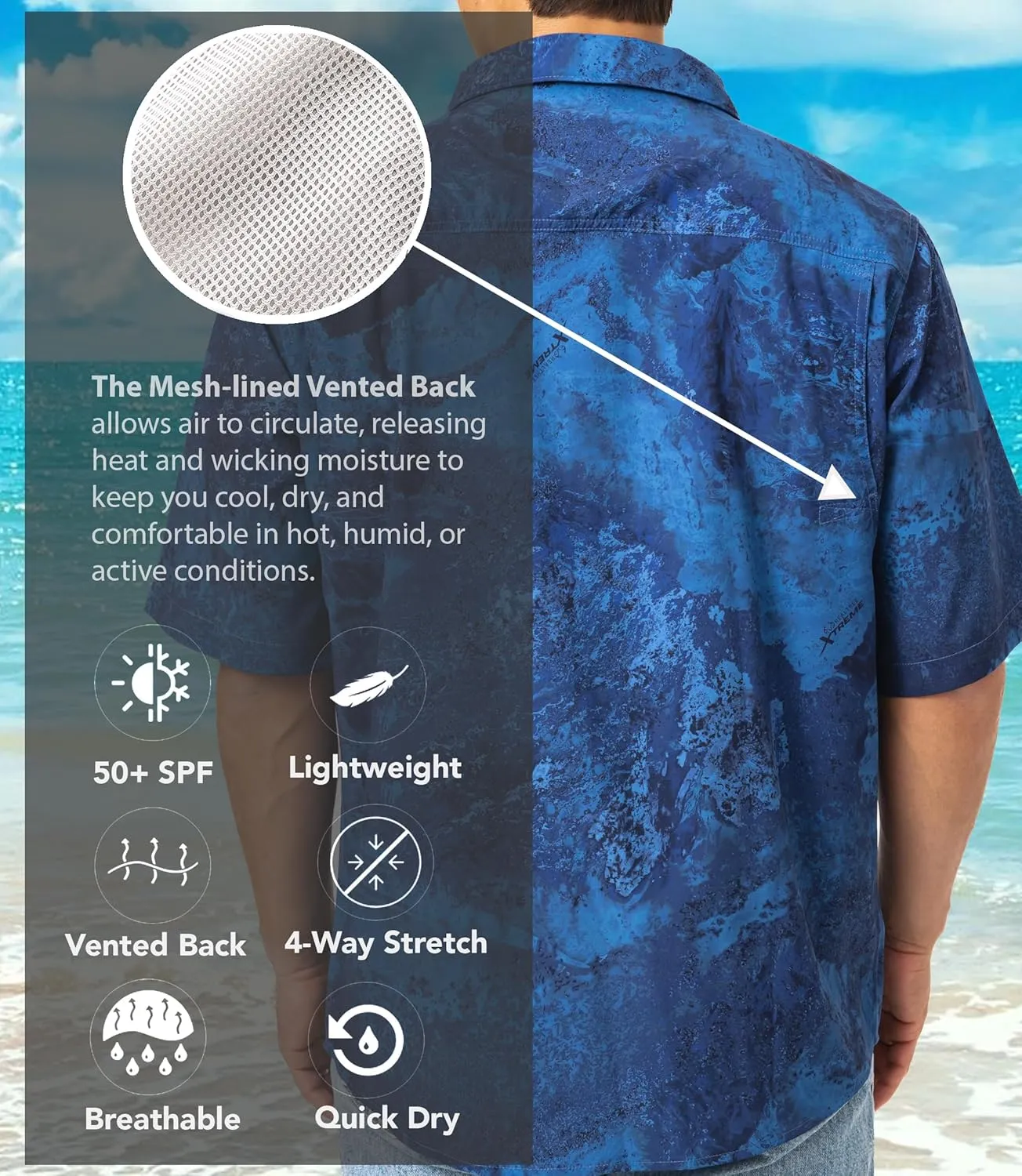 Realtree Men's Short Sleeve Performance Tech Vented UPF 50  Sun Protection Fishing Shirts