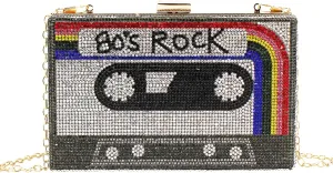 Reberomantic Women Retro Radio Shape Crossbody Bag PU Leather Metal Vintage Evening Clutch Purses