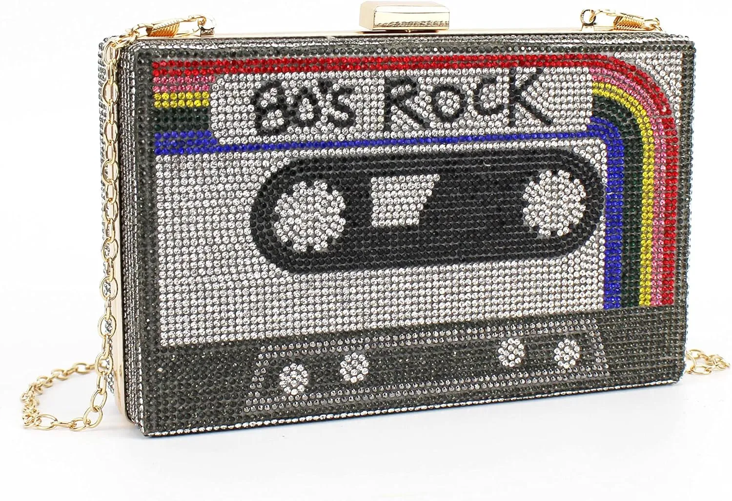 Reberomantic Women Retro Radio Shape Crossbody Bag PU Leather Metal Vintage Evening Clutch Purses