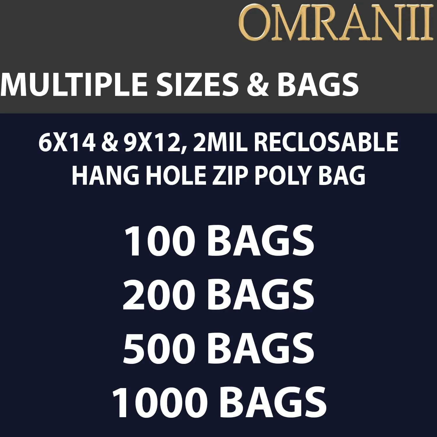 Reclosable Hang Hole Zip Poly Bags, 2Mil 6" X 14" & 100 Bags | LDPE Material, Clear Plastic with Resealable Lock Seal Zipper | Resealable Zip Top Lock For Travel, Storage, Packaging & Shipping