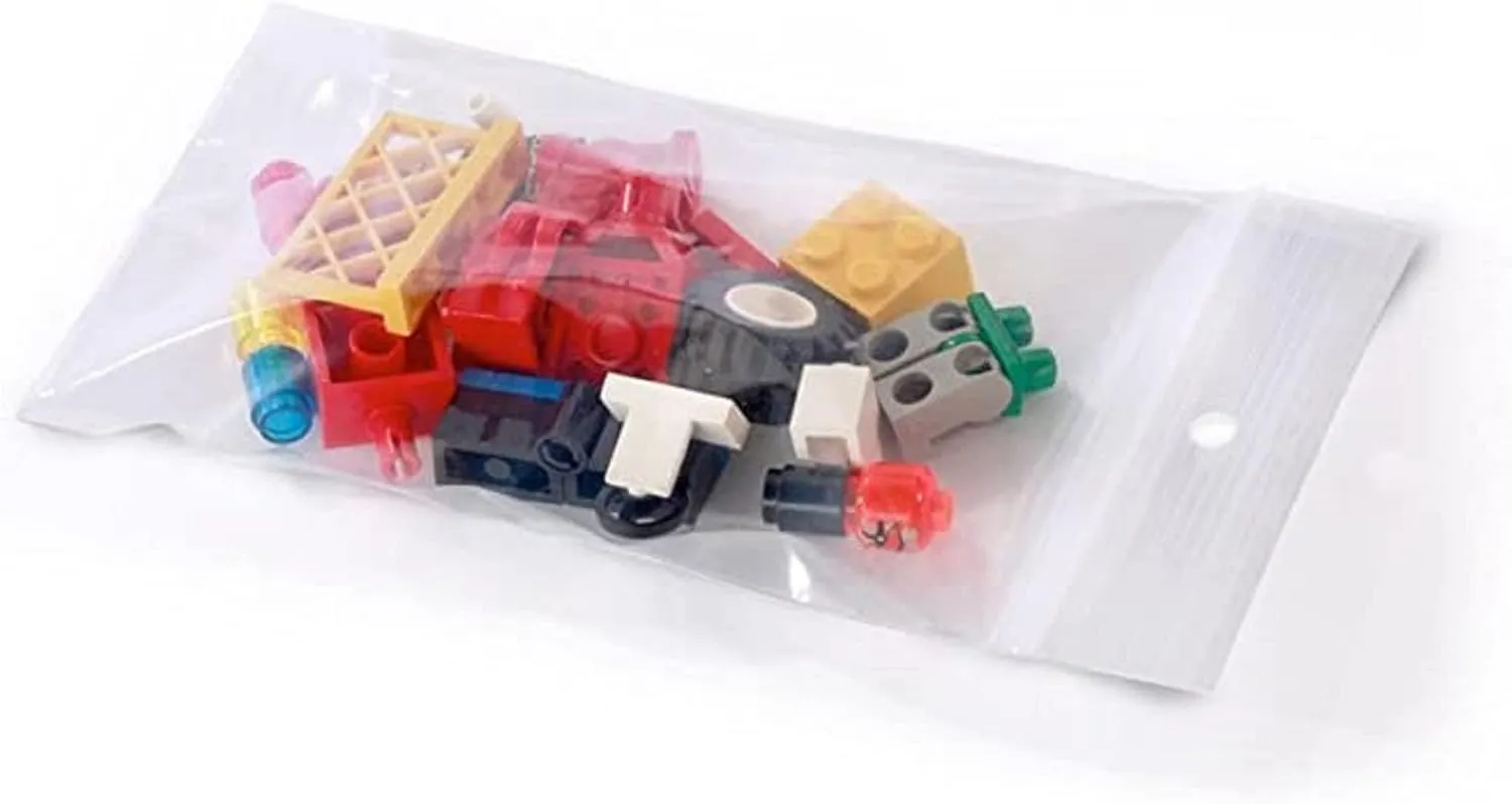 Reclosable Hang Hole Zip Poly Bags, 2Mil 6" X 14" & 100 Bags | LDPE Material, Clear Plastic with Resealable Lock Seal Zipper | Resealable Zip Top Lock For Travel, Storage, Packaging & Shipping