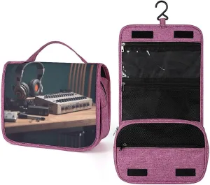Recorder with Headphones Travel Toiletry Bag for Women,Hanging Toiletry Organizer with Hook, Makeup Bag Travel Organizer for Shampoo,Toiletriesl