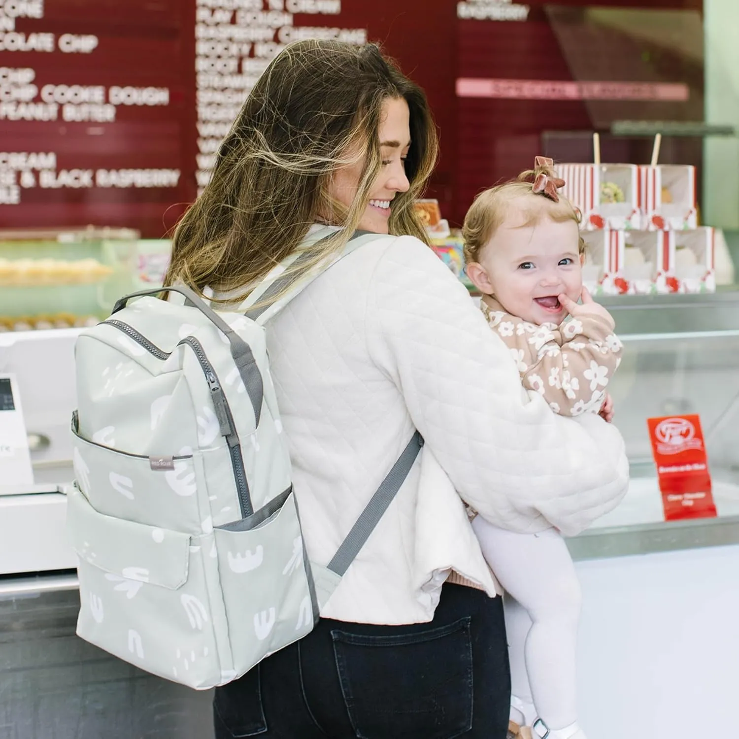 RED ROVR Roo Lightweight 1 LB Diaper Bag Backpack | 11 organizational pockets| Durable & Water-Resistant (Pear Doodle)