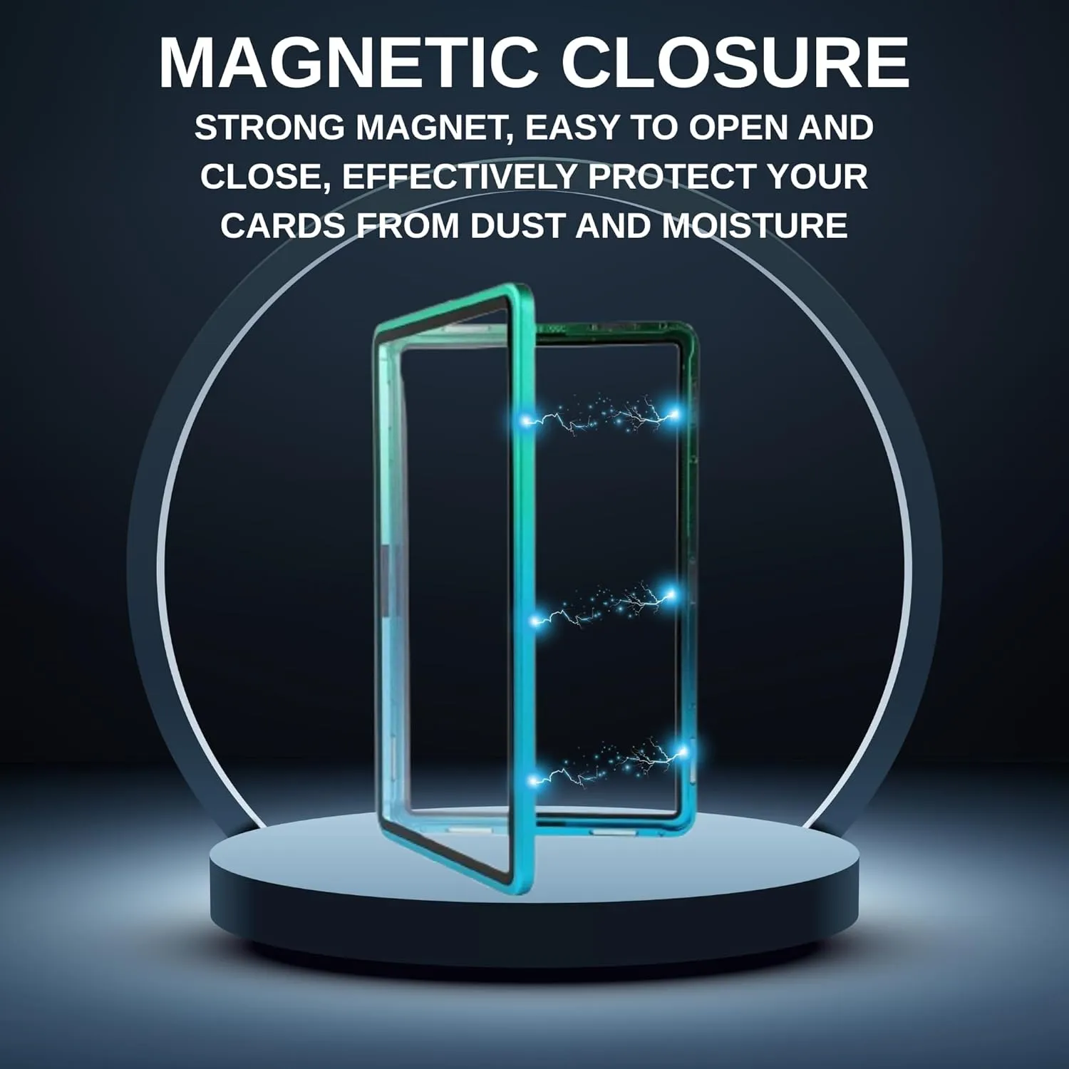 RedCap Magnetic Aluminum PSA Graded Card Holder 35PT Premium PSA Slab Protector Display Case with UV Resistant Glass Fits Standard PSA Graded Sports Trading Cards - Aqua Storm