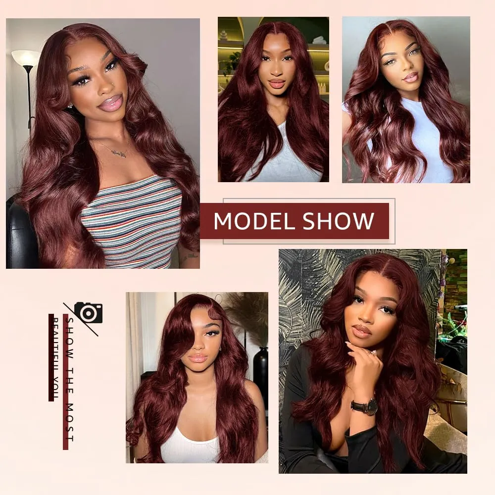Reddish Brown Lace Front Wigs Human Hair Pre Plucked 200% Density 13x4 Body Wave Lace Frontal Wigs Human Hair with Baby Hair 26Inch