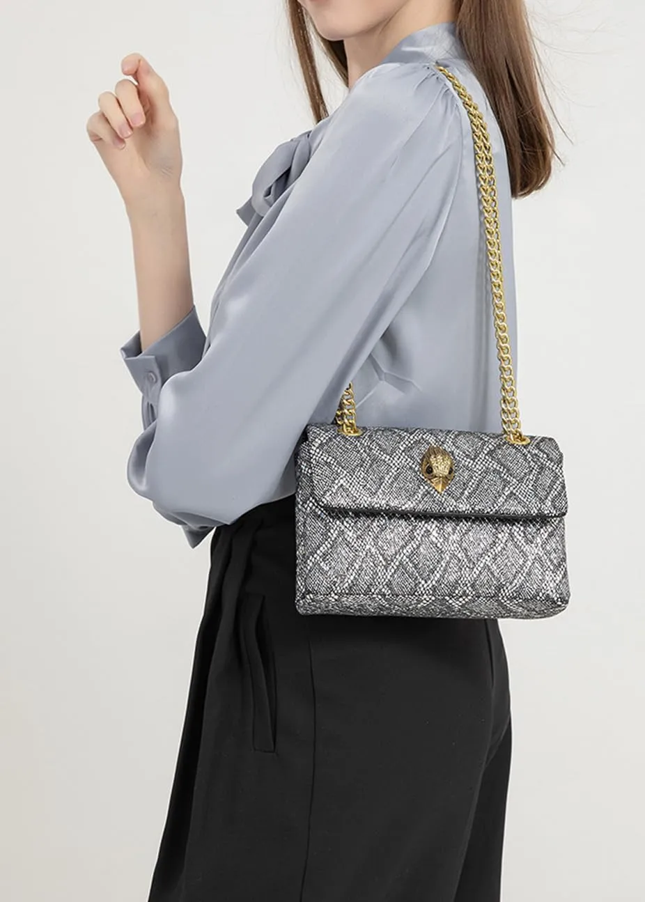 Rejolly Rainbow Stripe Crossbody Shoulder Bag for Women Color Blocking PU Leather Colourful Purse with Chain Strap