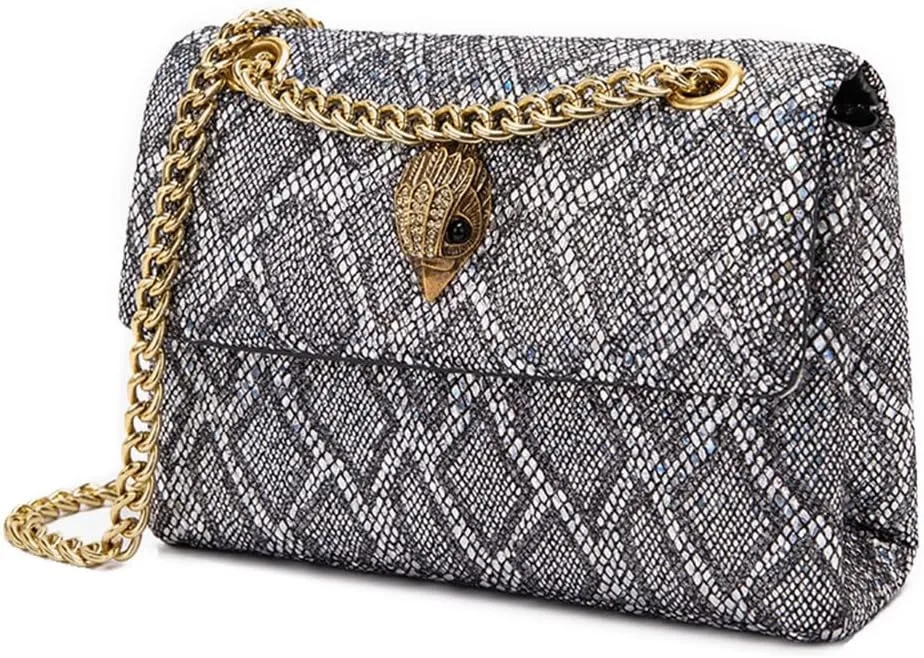 Rejolly Rainbow Stripe Crossbody Shoulder Bag for Women Color Blocking PU Leather Colourful Purse with Chain Strap