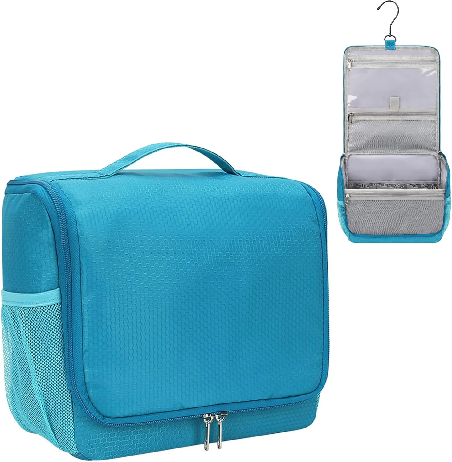Relavel Toiletry Bag for Men, Hanging Travel Makeup Bag for Women, Waterproof Large Cosmetic Organizer Multiple Compartments for Accessories, Full Sized Toiletries, Dopp Kit Shaving Bag (Blue, Medium)