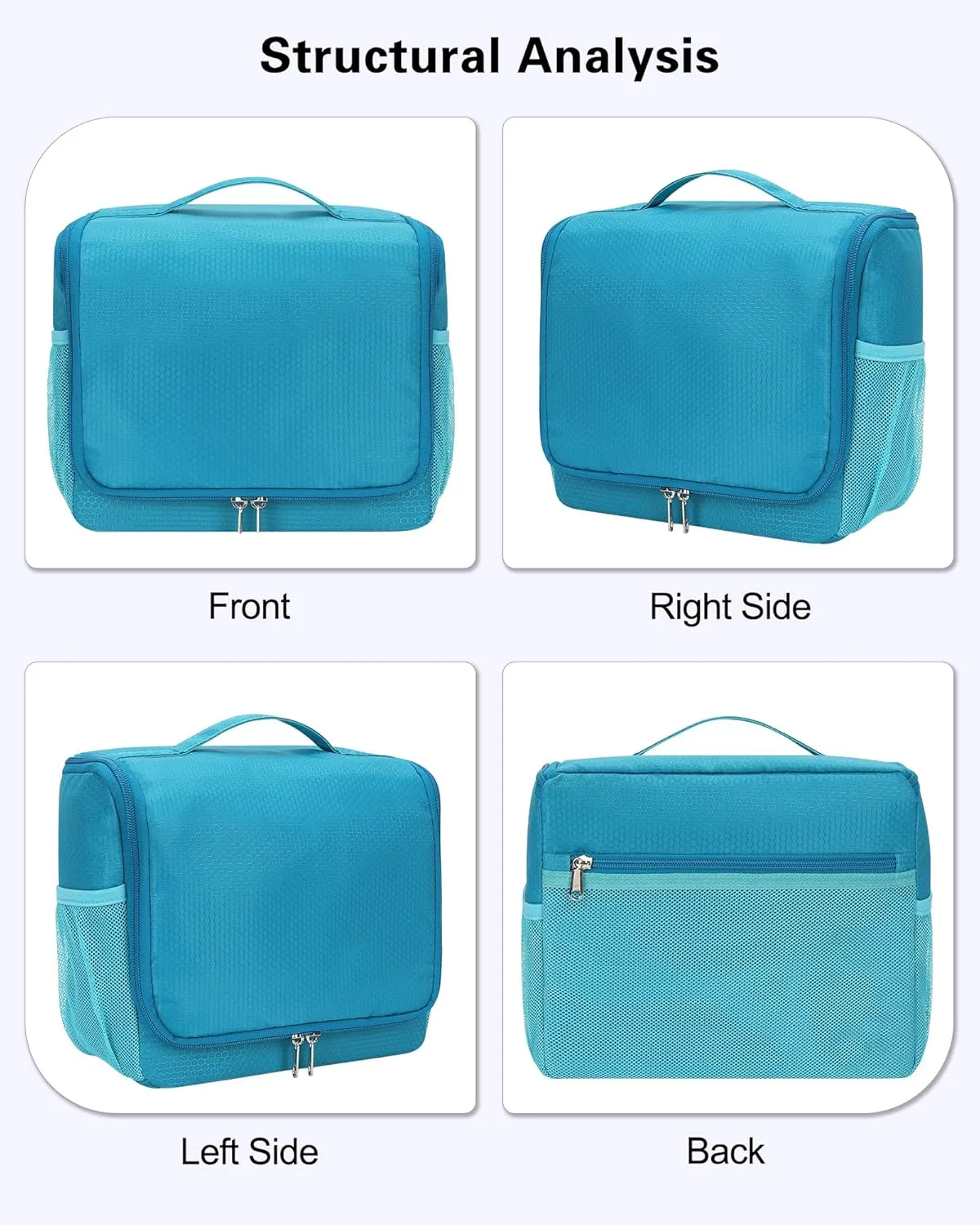 Relavel Toiletry Bag for Men, Hanging Travel Makeup Bag for Women, Waterproof Large Cosmetic Organizer Multiple Compartments for Accessories, Full Sized Toiletries, Dopp Kit Shaving Bag (Blue, Medium)