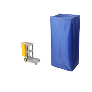 Replacement Janitorial Cart Bag-16 x 11 x 27inches, High Capacity Waterproof Thickened Housekeeping Commercial Janitorial Cleaning Cart Bag with 6 Brass Grommets - 23 Gallon (Blue)