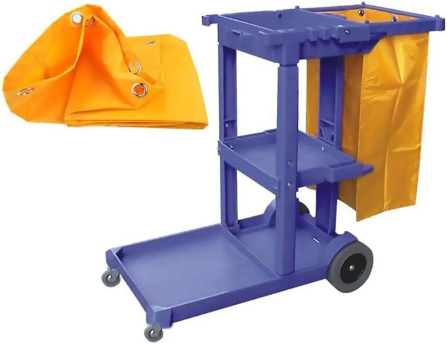 Replacement Janitorial Cart Bag-16 x 11 x 27inches, High Capacity Waterproof Thickened Housekeeping Commercial Janitorial Cleaning Cart Bag with 6 Brass Grommets - 23 Gallon (Blue)
