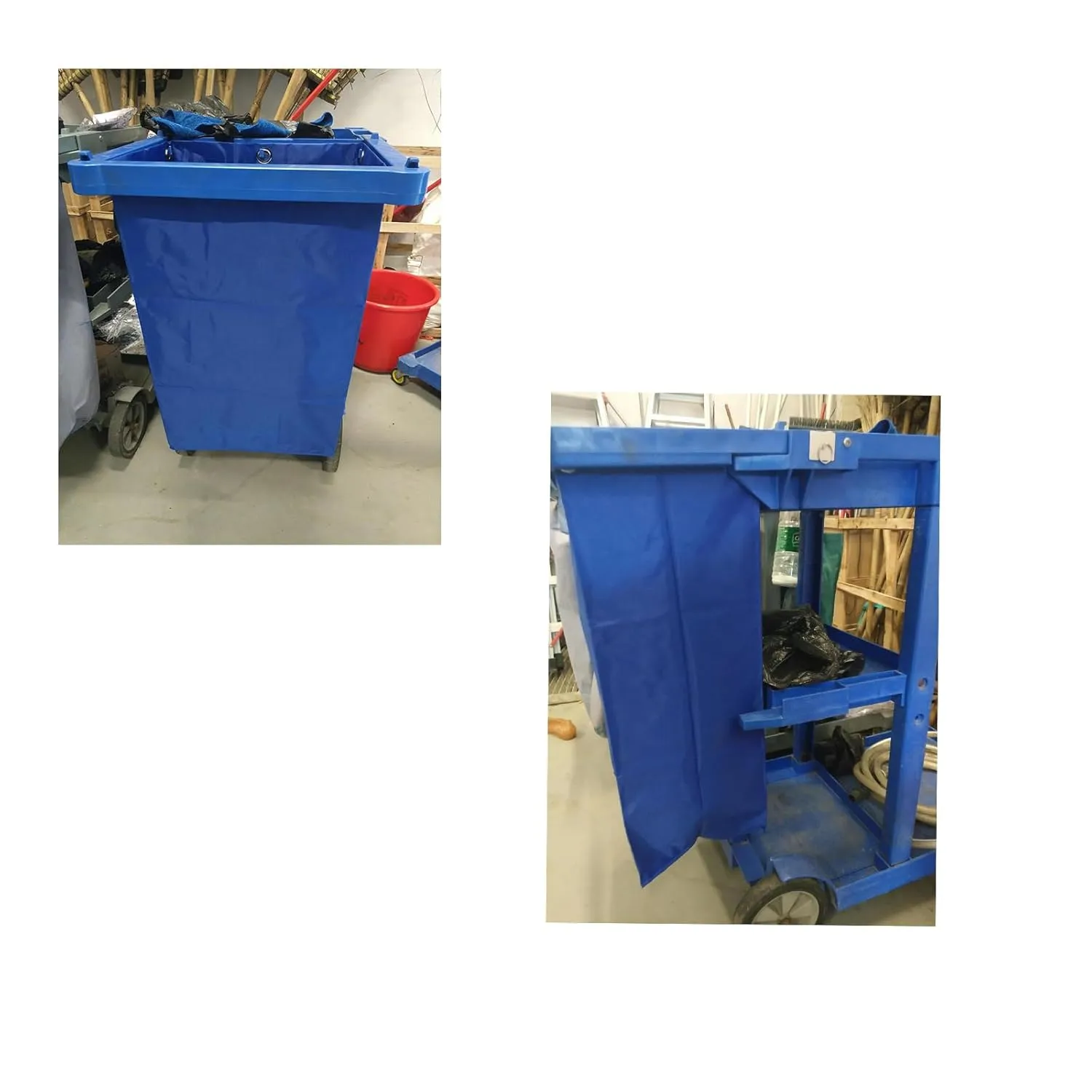 Replacement Janitorial Cart Bag-16 x 11 x 27inches, High Capacity Waterproof Thickened Housekeeping Commercial Janitorial Cleaning Cart Bag with 6 Brass Grommets - 23 Gallon (Blue)