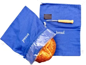 Reusable Bread Bags for Homemade Bread - 2 Pack | Sourdough Storage, Locks In Freshness | Linen Cloth, 1 Plastic Lined, 1 Unlined   Bonus Scoring Tool