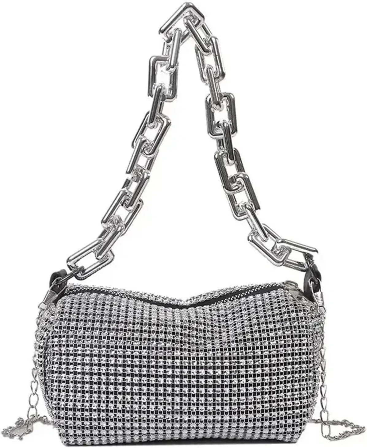 Rhinestone Bags Rhinestone Bucket Bag Glitter Chain Prom Purse Women's Mini Crossbody Bag (6.3 * 3.54) Inch