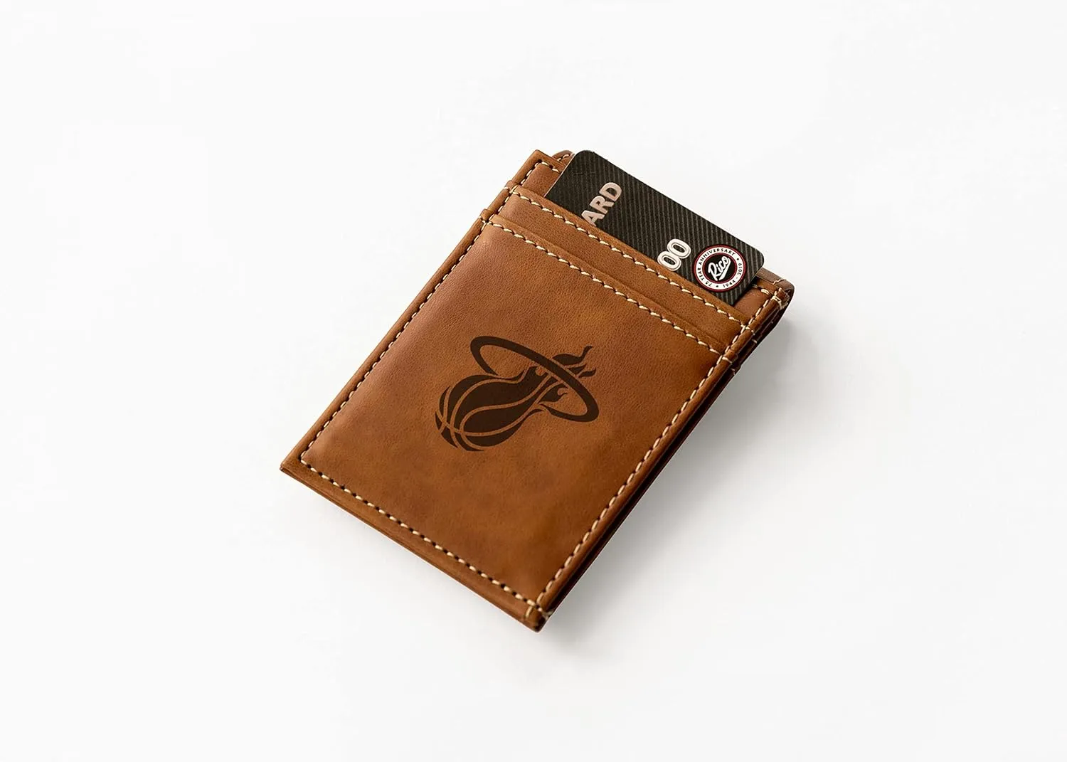Rico Industries NBA Basketball Laser Engraved Front Pocket Wallet - Compact/Comfortable/Slim