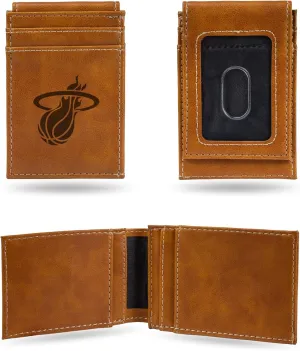 Rico Industries NBA Basketball Laser Engraved Front Pocket Wallet - Compact/Comfortable/Slim