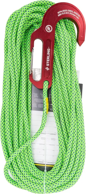 Rock-N-Rescue Nylon Escape Rope - 50 Foot RNR Poseidon 8MM Nylon Rope Sewn onto Lightning GT Hook, Rock Climbing Accessory