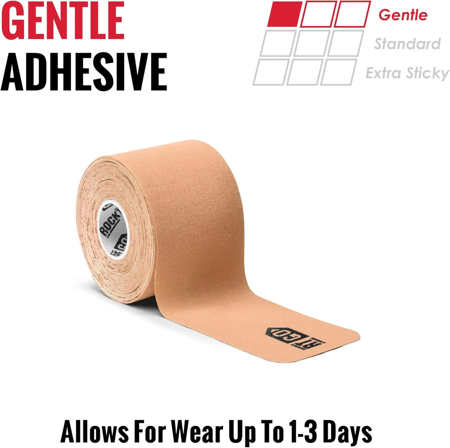 RockTape Go Gentle Adhesive Pre-Cut Kinesiology Tape (Beige)