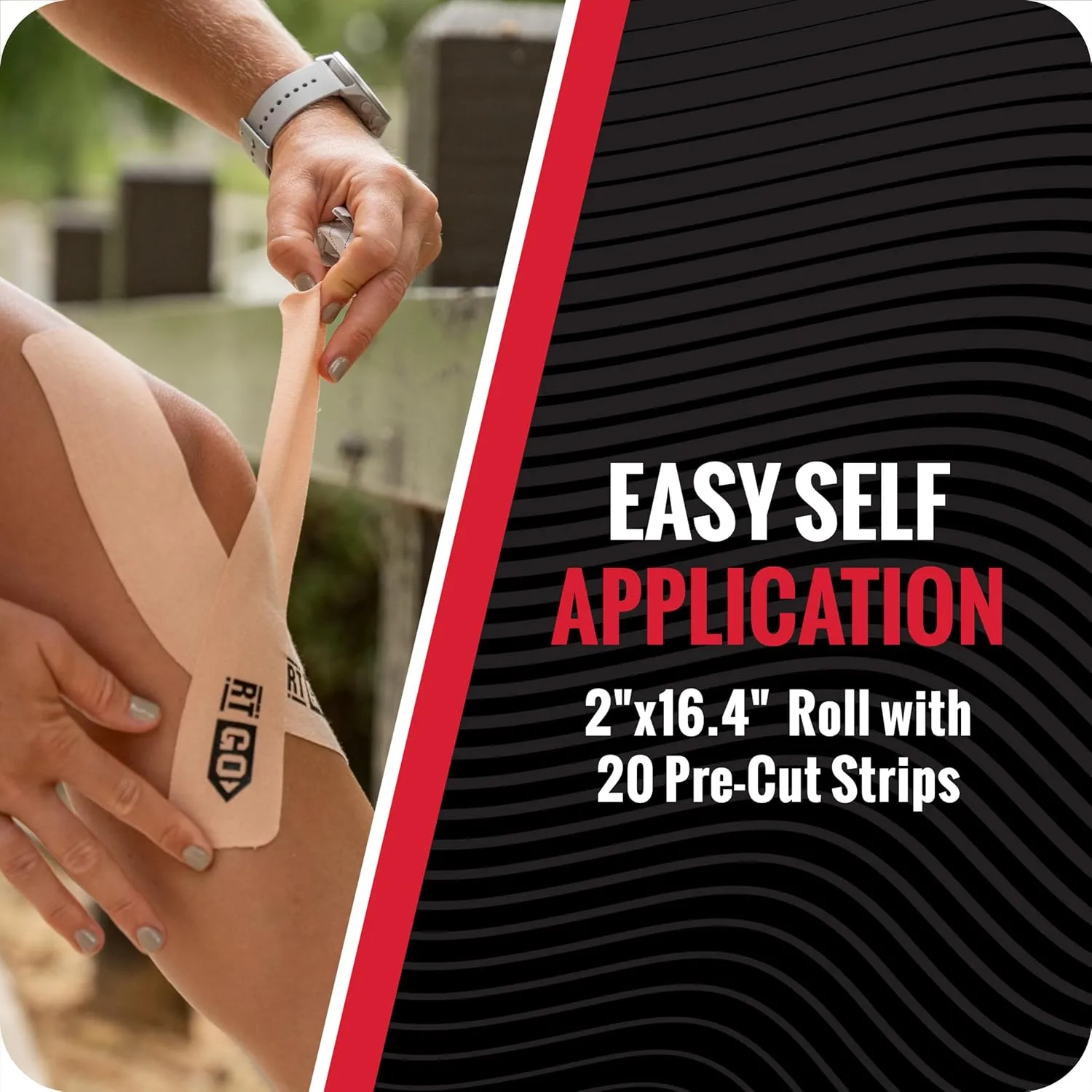 RockTape Go Gentle Adhesive Pre-Cut Kinesiology Tape (Beige)
