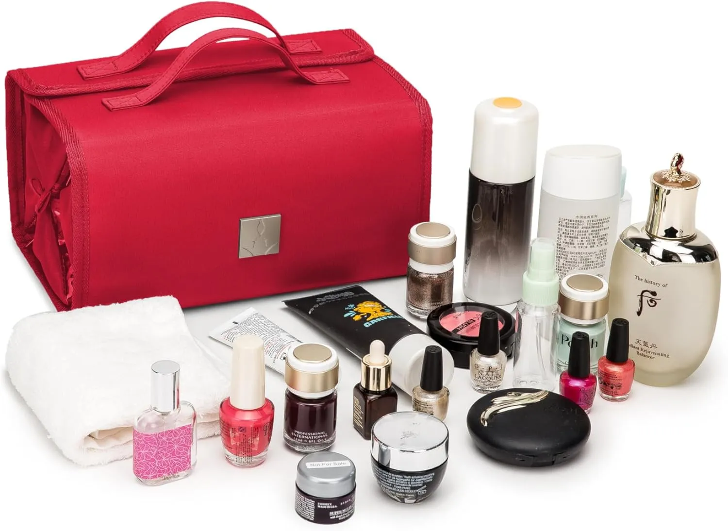 Roll Up Makeup Bag, Travel Toiletry Bag for Women with 4 Clear TSA Approved Pouches, Hanging Travel Organizer, Folding Cosmetic Bag for Men and Women