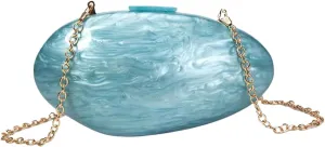 RomanticDesign Women Acrylic Evening Clutch Purse Glitter Oval Marble Handbag Crossbody Bag for Wedding Party Cocktail