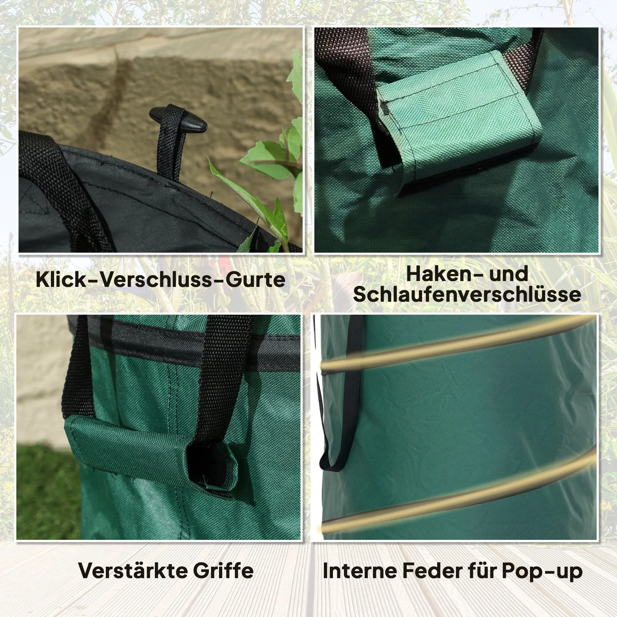 Rootz 2x160L Garden Waste Bags - Leaf Bags - Yard Cleanup Bags - Waterproof Oxford Fabric - Ø55 x 65H cm