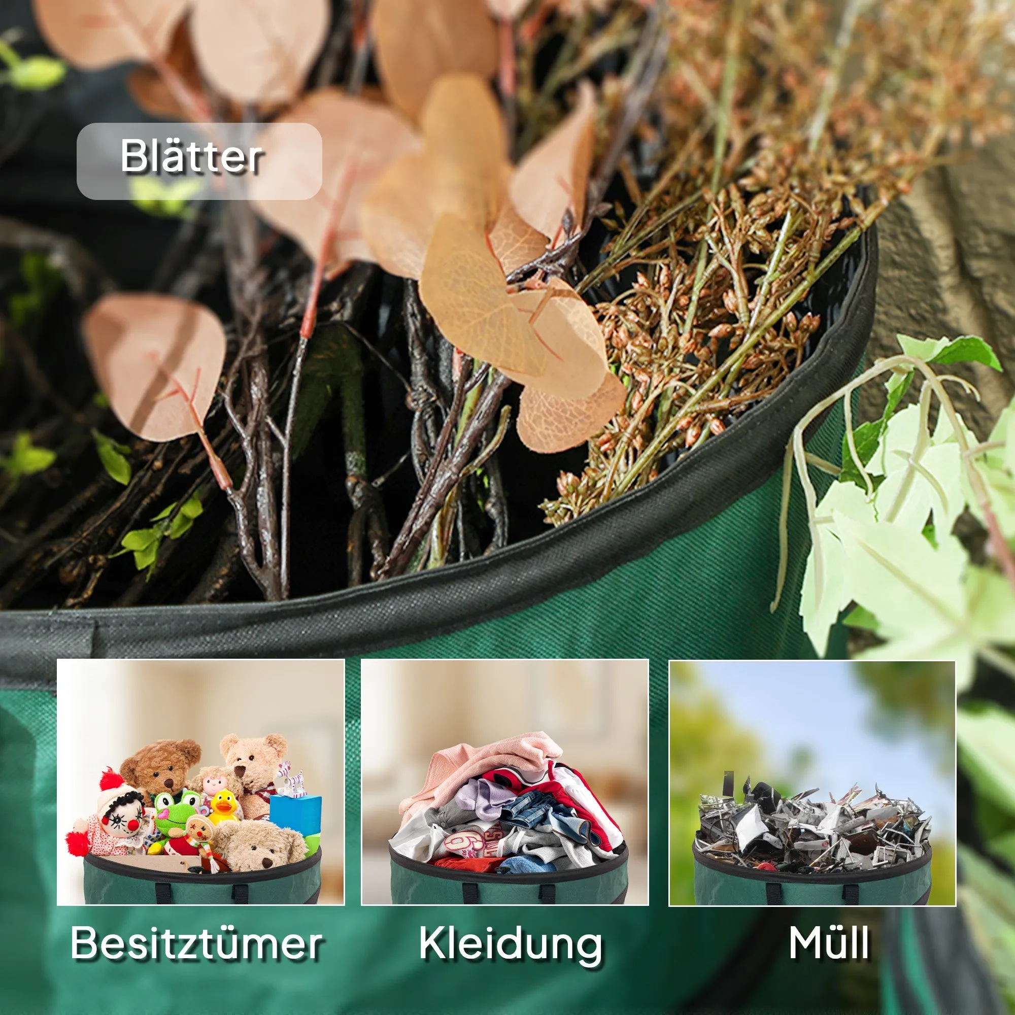 Rootz 2x160L Garden Waste Bags - Leaf Bags - Yard Cleanup Bags - Waterproof Oxford Fabric - Ø55 x 65H cm
