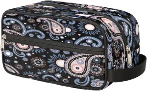 Rose Quartz And Serenity Paisley Pattern Travel Toiletry Bag for Women Men, Large Capacity Water-resistant Cosmetic Shaving Bags, Portable Toiletry Kit Organizer for Cosmetics Brushes Tools