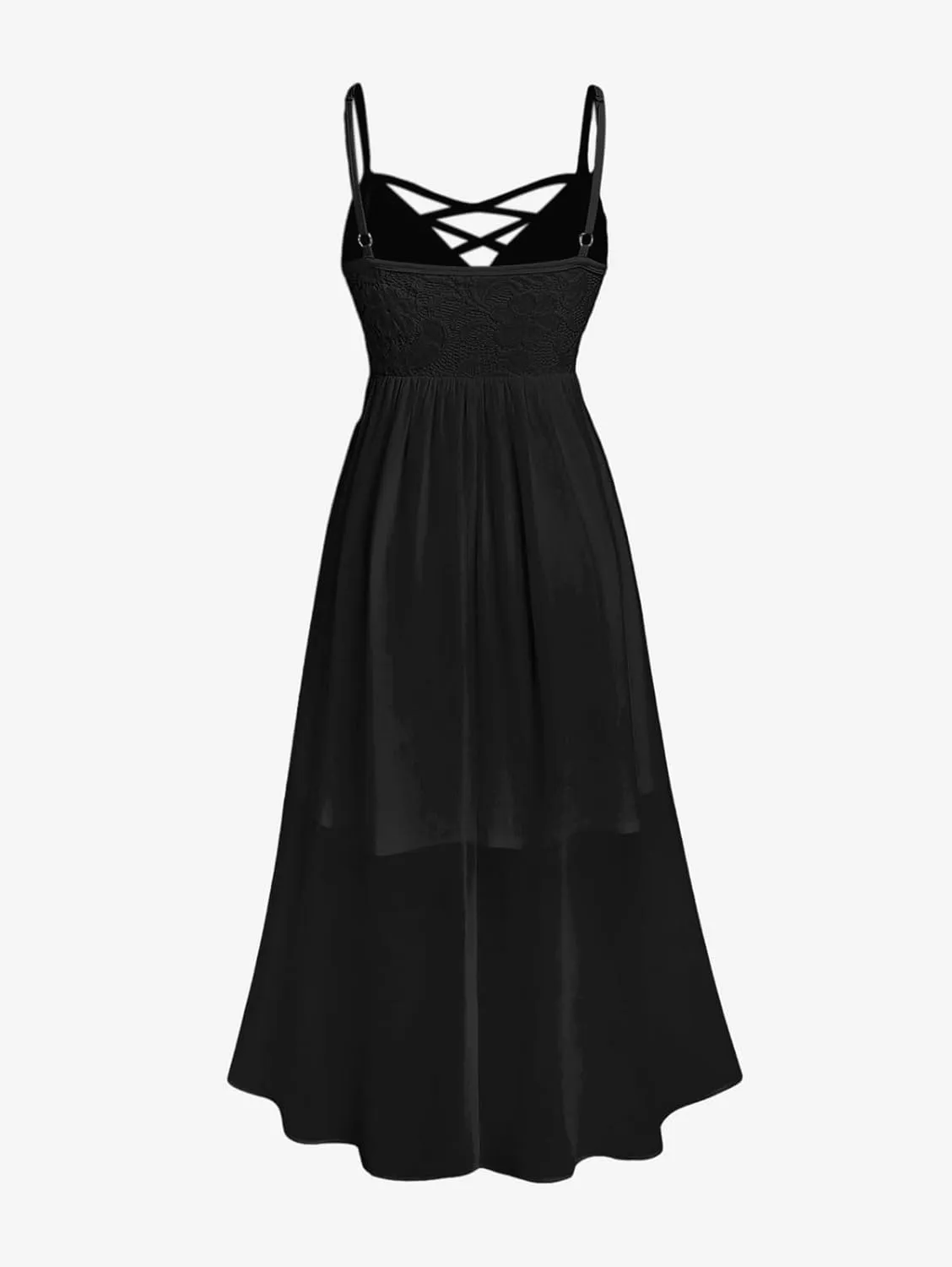 Rosegal Plus Size Party Dress for Women Lace Ruffles Cirsscross Cocktail Bridesmaid Wedding Guest Maxi Cami Formal Dress